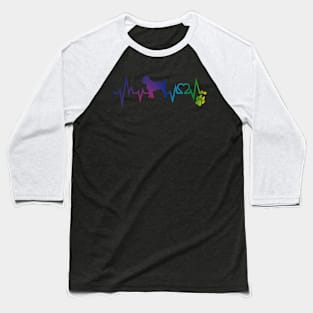 Schnoodle  Colorful Heartbeat, Heart & Dog Paw Baseball T-Shirt